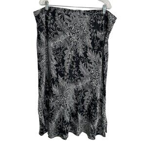 Anthropologie A-Line Satin Paisley Skirt Size 20W Black White Floral Print